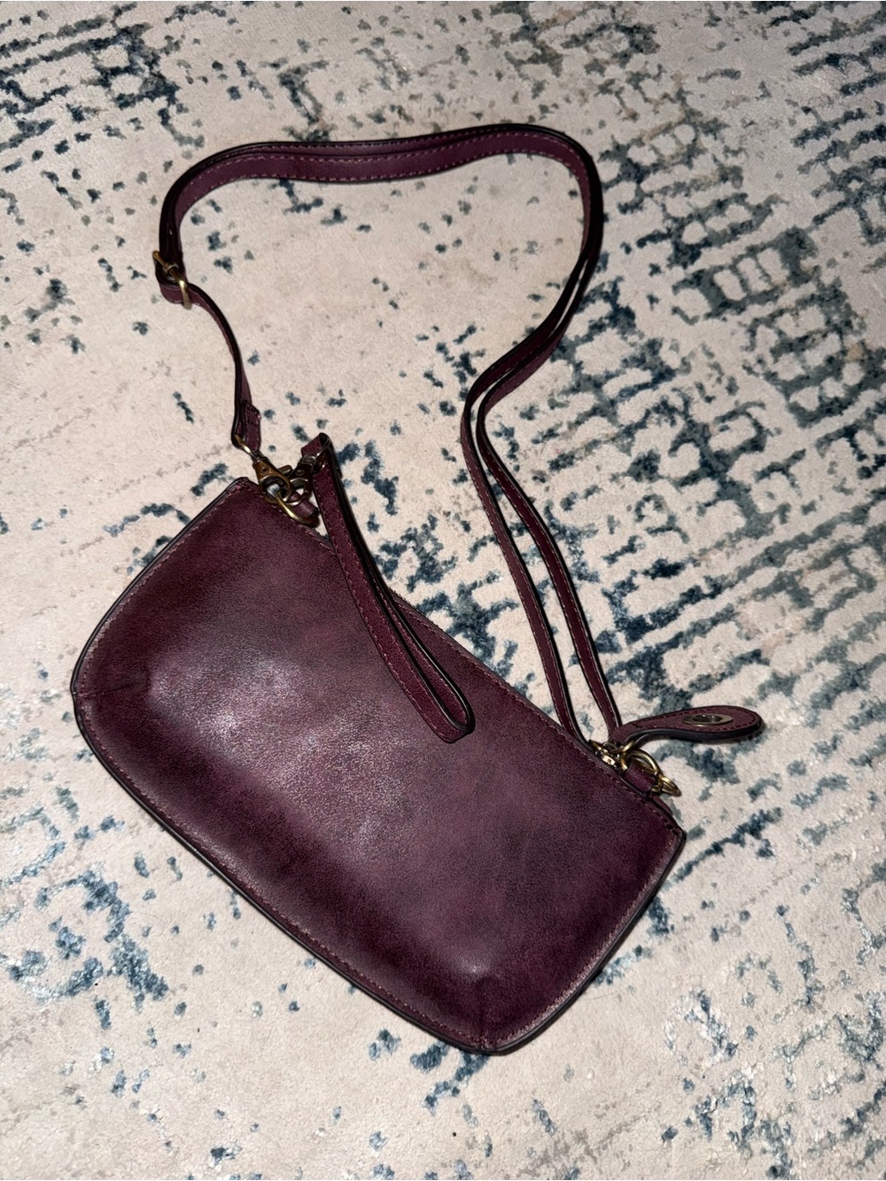 JoJo Maman Bebe Leather Crossbody in Burgundy - Picture 2 of 7